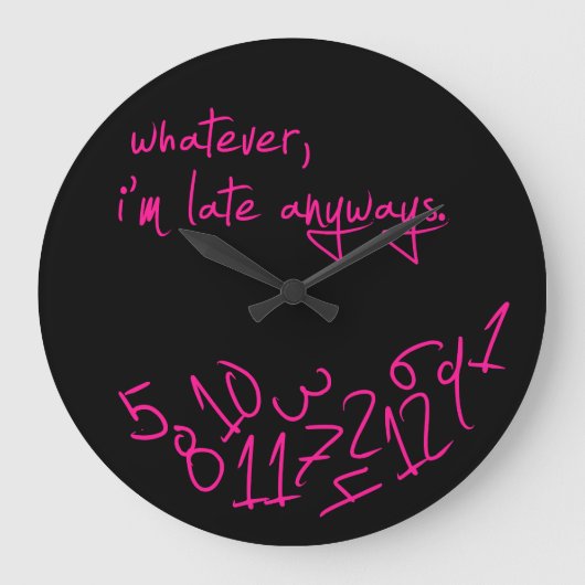 、私とにかく遅いものは何でも-ショッキングピンク ラージ壁時計 (正面)