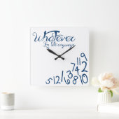 、私とにかく遅いものは何でも(暗い真夜中の青) スクエア壁時計 (ホーム)