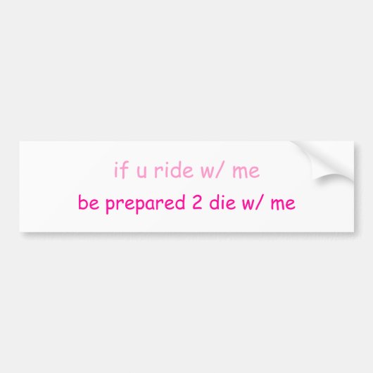 私とのuなら乗車… バンパーステッカー (正面)