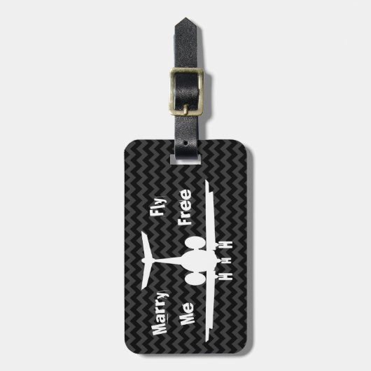 私とはえの自由な木炭シェブロンの荷物のラベル結婚して下さい ラゲッジタグ (正面縦)