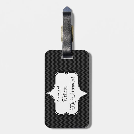 私とはえの自由な木炭シェブロンの荷物のラベル結婚して下さい ラゲッジタグ (裏面縦)