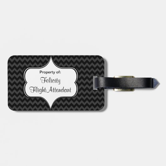 私とはえの自由な木炭シェブロンの荷物のラベル結婚して下さい ラゲッジタグ (裏面横)