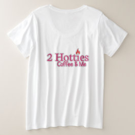 私とコーヒーとホットすぎる二人 プラスサイズTシャツ