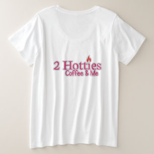 私とコーヒーとホットすぎる二人 プラスサイズTシャツ