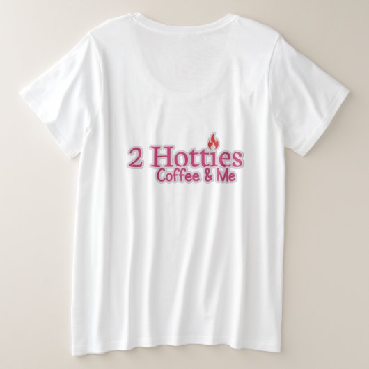 私とコーヒーとホットすぎる二人 プラスサイズTシャツ (デザイン裏面)