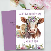 私とムー かわいいお母さんと赤ちゃん牛 母の日 シーズンカード