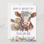 私とムー かわいいお母さんと赤ちゃん牛 母の日 シーズンカード (正面)