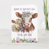 私とモーかわいい母とベビー牛の母の日 シーズンカード (正面)