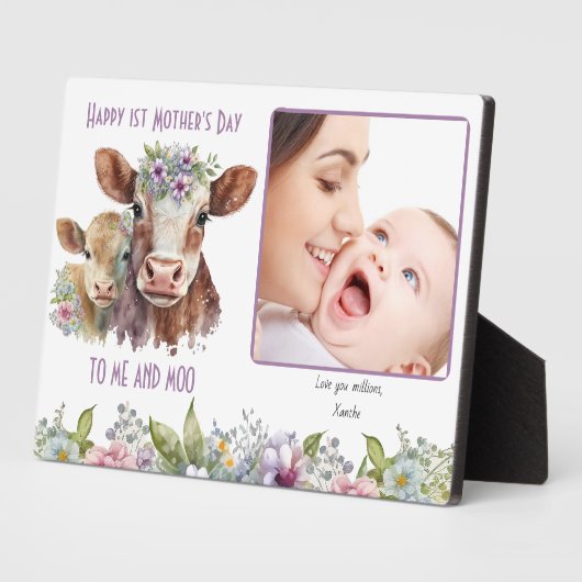 私とモーママとベビーカウマザーズデイ写真 フォトプラーク (側面)
