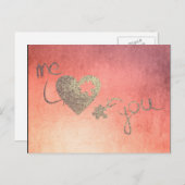 私とユーハートパズルラブバレンタインバラ金ゴールド シーズンポストカード (正面/裏面)