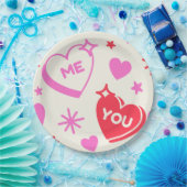 私とユーロマンチックハート紙プレート ペーパープレート (パーティー)