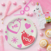 私とユーロマンチックハート紙プレート ペーパープレート (パーティー)
