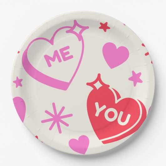 私とユーロマンチックハート紙プレート ペーパープレート (正面)