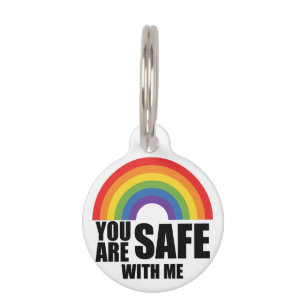 私と一緒なら安全よ LGBTQ レインボープライド ペット　ネームタグ