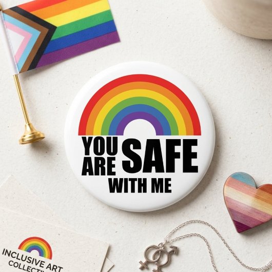 私と一緒なら安心 Rainbow Ally メッセージ 缶バッジ