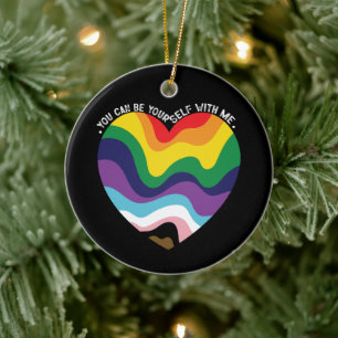私と一緒にいればありのままの自分でいられる LGBT トランスジェンダー ゲイ セラミックオーナメント