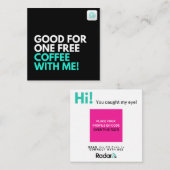 私と一緒にコーヒーを1杯無料で スクエア名刺 (正面/裏面)
