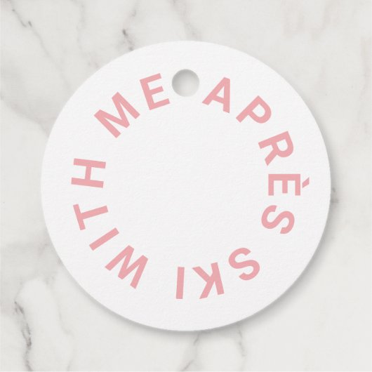 私と一緒にスキー後のパーティー ピンクの花嫁の別れ会 フェイバータグ (裏面)