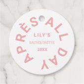 私と一緒にスキー後のパーティー ピンクの花嫁の最後の夜の会  フェイバータグ (正面)