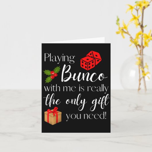 私と一緒にブンコをプレイするのが楽しいクリスマスプレゼント カード (黄色い花)