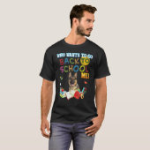 私と一緒に学校に戻りたい人 ドイツ牧羊犬 Tシャツ (正面フル)