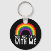 私と一緒に安全Lgbtqプライド月虹 キーホルダー (正面)