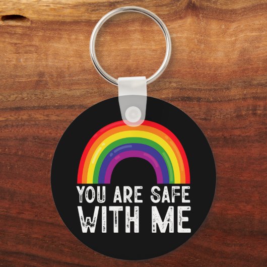 私と一緒に安全Lgbtqプライド月虹 キーホルダー (正面)