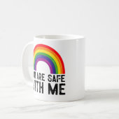 私と一緒に安全Lgbtqプライド月虹 コーヒーマグカップ (正面左)