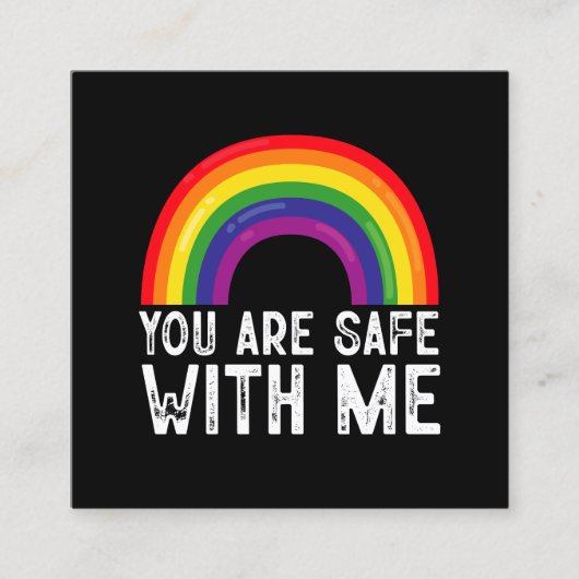 私と一緒に安全Lgbtqプライド月虹 スクエア名刺 (正面)