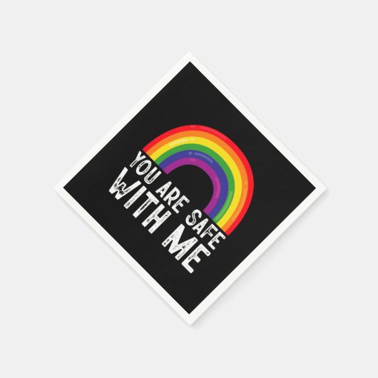 私と一緒に安全Lgbtqプライド月虹 スタンダードカクテルナプキン (角)