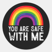 私と一緒に安全Lgbtqプライド月虹 ラウンドシール (正面)