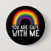 私と一緒に安全Lgbtqプライド月虹 缶バッジ (正面)