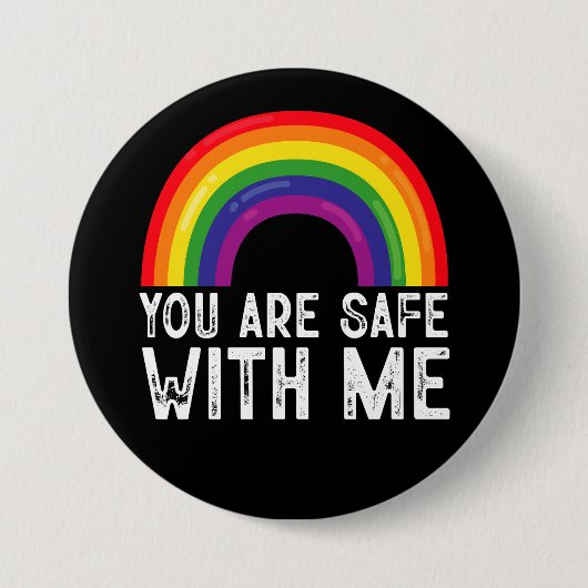 私と一緒に安全Lgbtqプライド月虹 缶バッジ (正面)