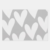 私と一緒に歳になる灰色の白いハートの結婚愛 ラッピングペーパーシート (正面3)