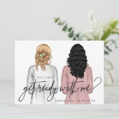 私と一緒に準備しよう？ローブを着た女の子のカード 招待状 (スタンド正面)