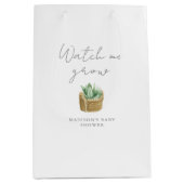 私と一緒に育って シンプルなサキュレントベイビーシャワー ミディアムペーパーバッグ (正面)