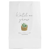 私と一緒に育って シンプルなサキュレントベイビーシャワー ミディアムペーパーバッグ (裏面)