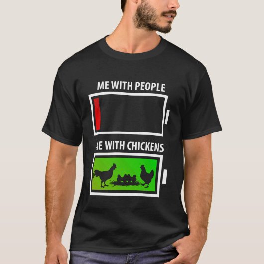 私と人 vs. と鶏 面白い鶏愛 tシャツ (正面)