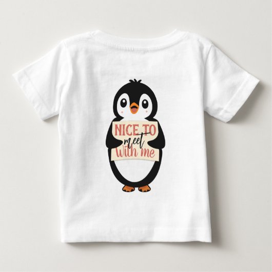 私と会えてよかった: オーダーメイドのペンギンサイン ベビーTシャツ (裏面)