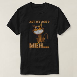 「私と同い年を?ええ…」 猫誕生おもしろい祝い Tシャツ