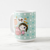 私と彼女の友人 – 猫とウサギ コーヒーマグカップ (正面左)