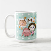 私と彼女の友人 – 猫とウサギ コーヒーマグカップ (左)