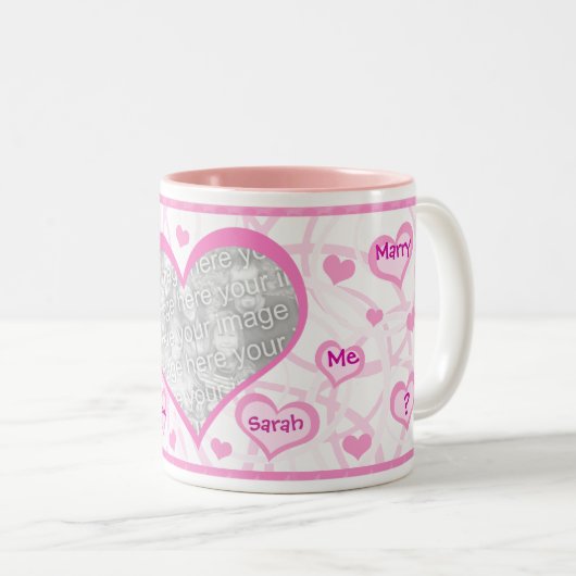 私と提案のカスタムな写真及び文字のマグ結婚して下さい ツートーンマグカップ (正面右)