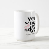 私と犬のカップルのミニマリストギフト コーヒーマグカップ (正面右)