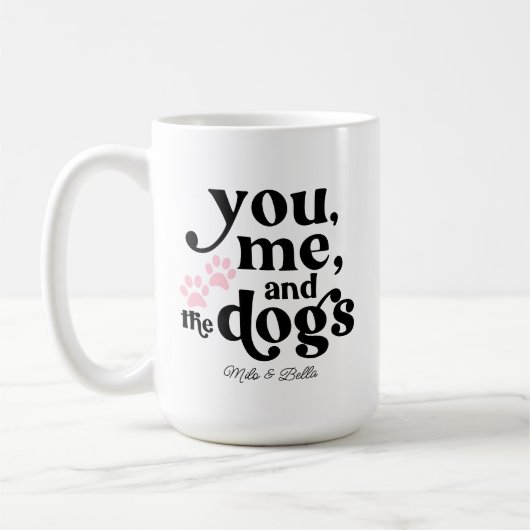 私と犬のカップルのミニマリストギフト コーヒーマグカップ