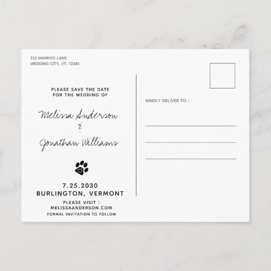 私と犬の結婚式だけデートを残して 案内ポストカード (裏面)