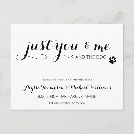 私と犬の結婚式だけデートを残して 案内ポストカード (正面)