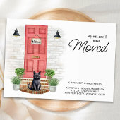 私と猫は赤い扉を動かしている 案内ポストカード