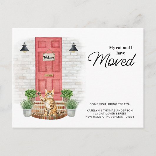 私と猫は赤い扉を動かしている 案内ポストカード (正面)