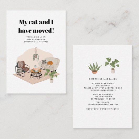 私と猫は転居先を変えた ノートカード (正面/裏面)